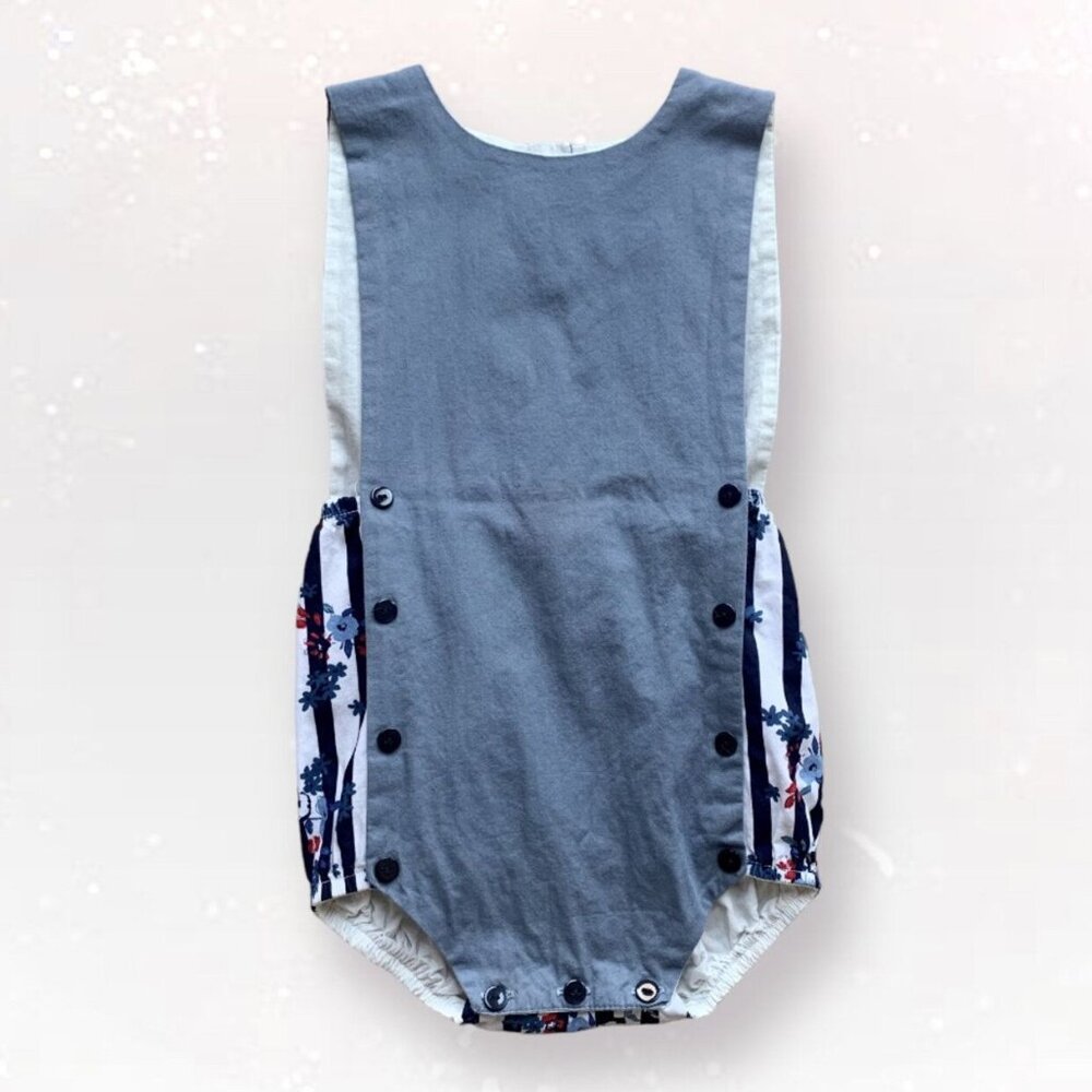 Yellow Pelota Chambray and Floral Sunsuit Romper